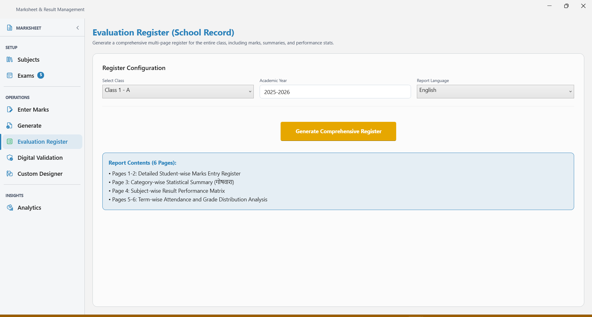 Official Evaluation Register