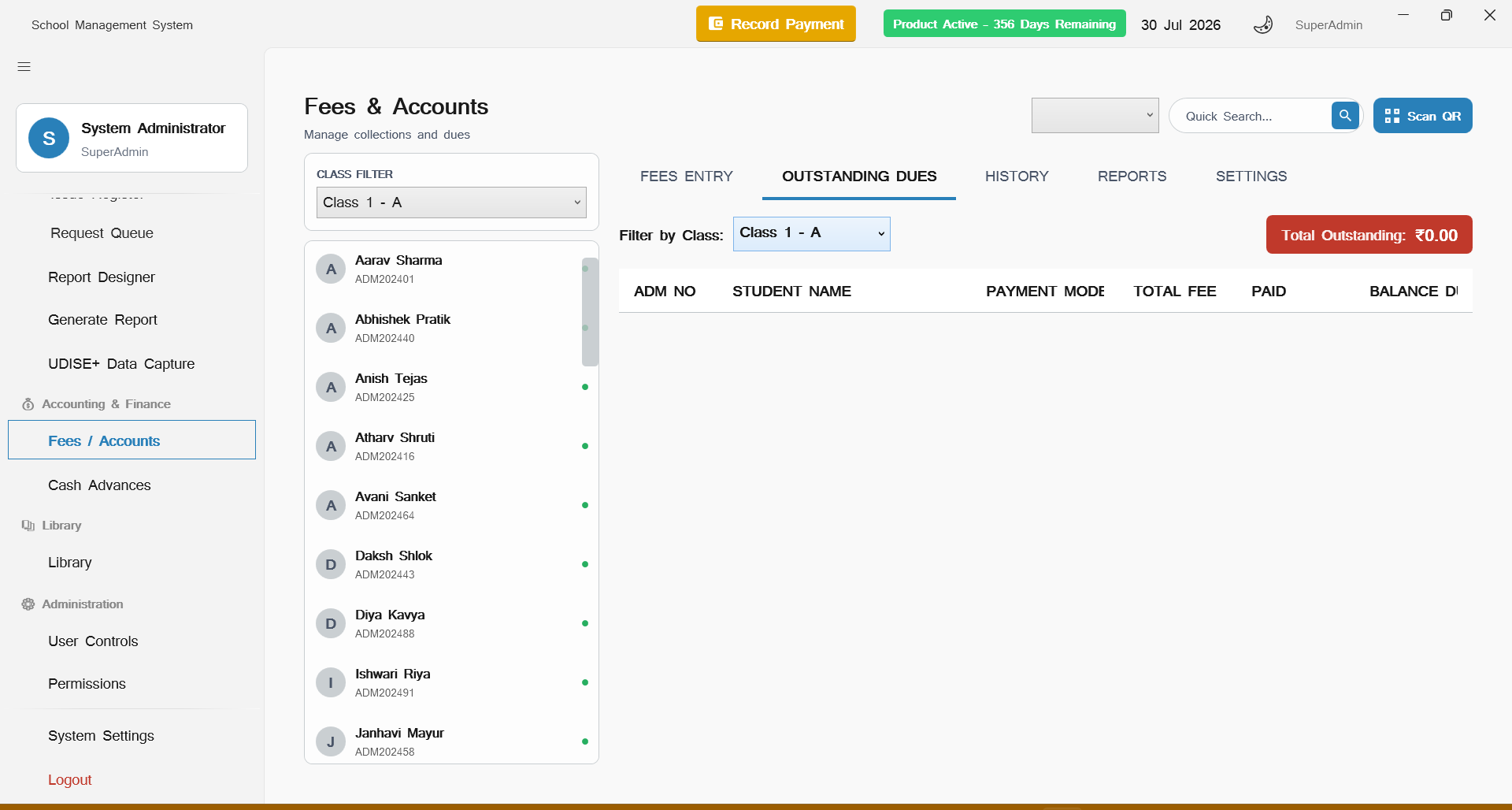 Fee Defaulters & Dues Tracking